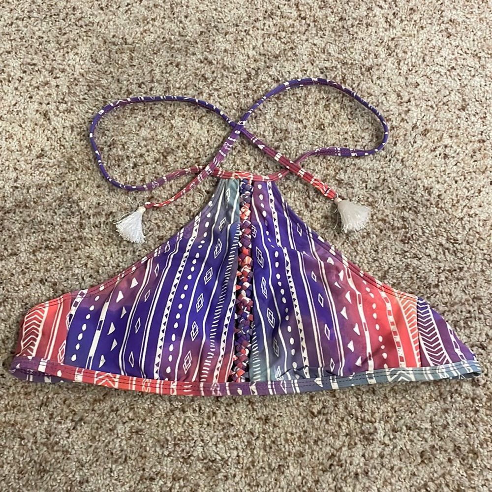 Purple halter bathing suit top